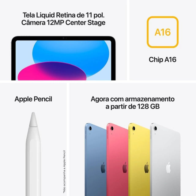 iPad 11 - Chip A16 - 11" - Wi-Fi - 128GB - Prata - Imagem 7