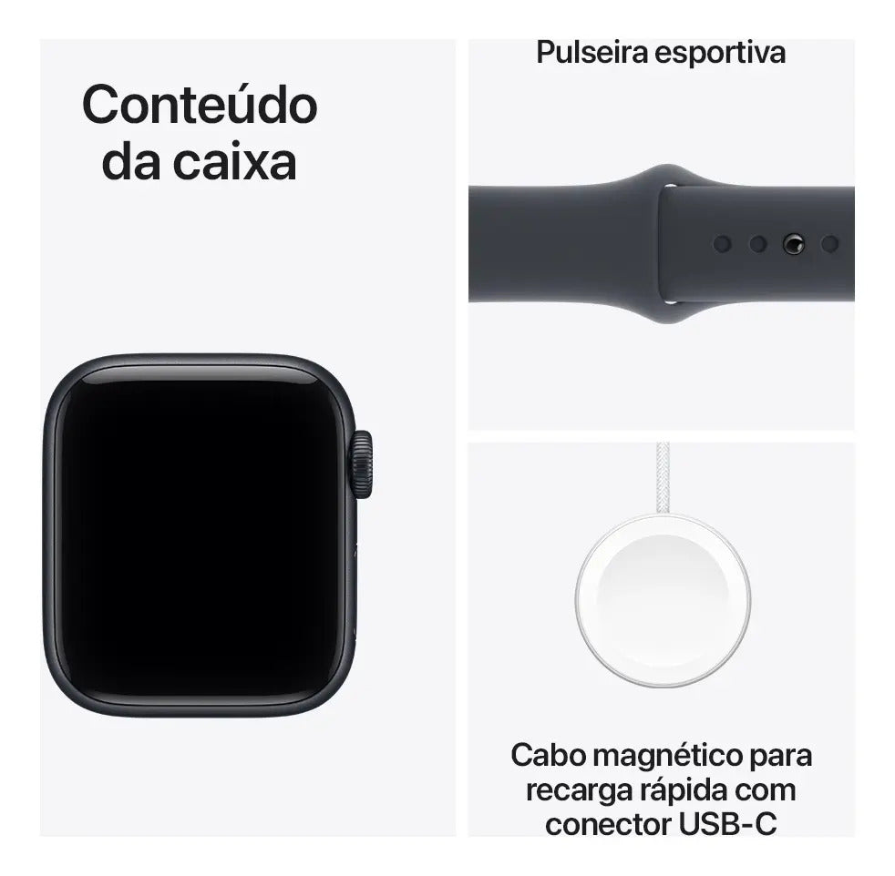 Apple Watch SE 3 GPS 40mm Alumínio Meia-Noite Pulseira Esportiva Meia-Noite P/M - Imagem 8