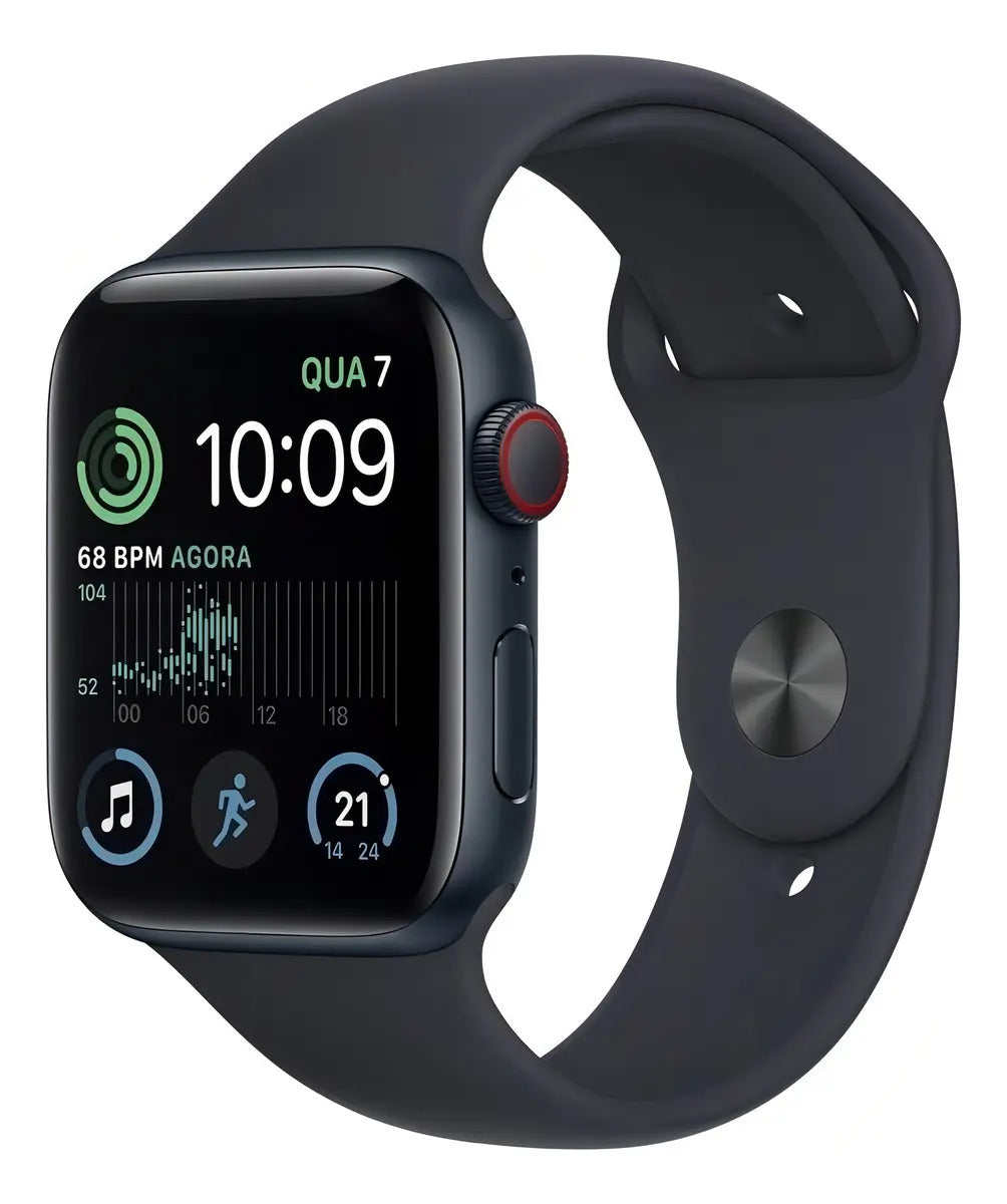 Apple Watch SE GPS + Cellular 44mm Alumínio Meia-Noite Pulseira Esportiva Meia-Noite