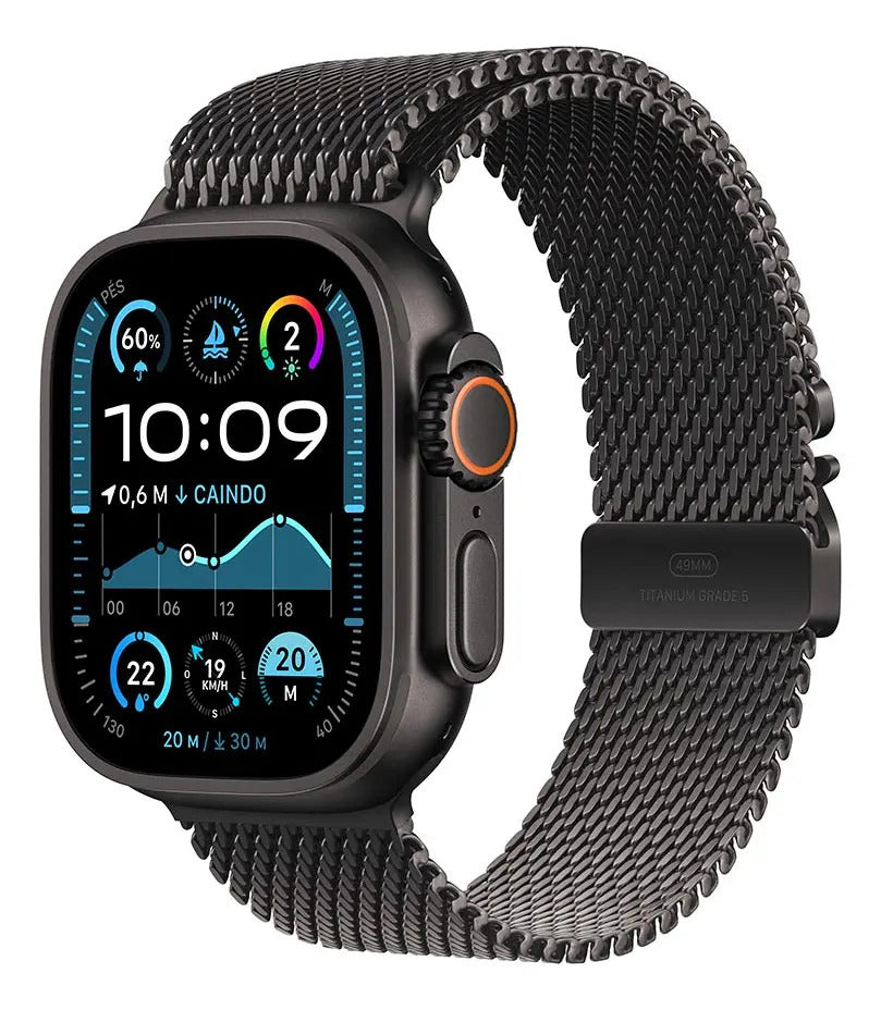 Apple Watch Ultra 2 GPS + Cellular 49mm Titânio Preto Pulseira Milanesa Preta M